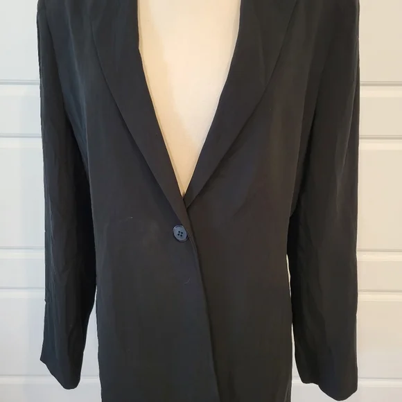 JOSEPHINE CHAUS VINTAGE BLACK LONG BLAZER ONE BUTTON SIZE 10 CIRCA 80'S - Picture 8 of 13